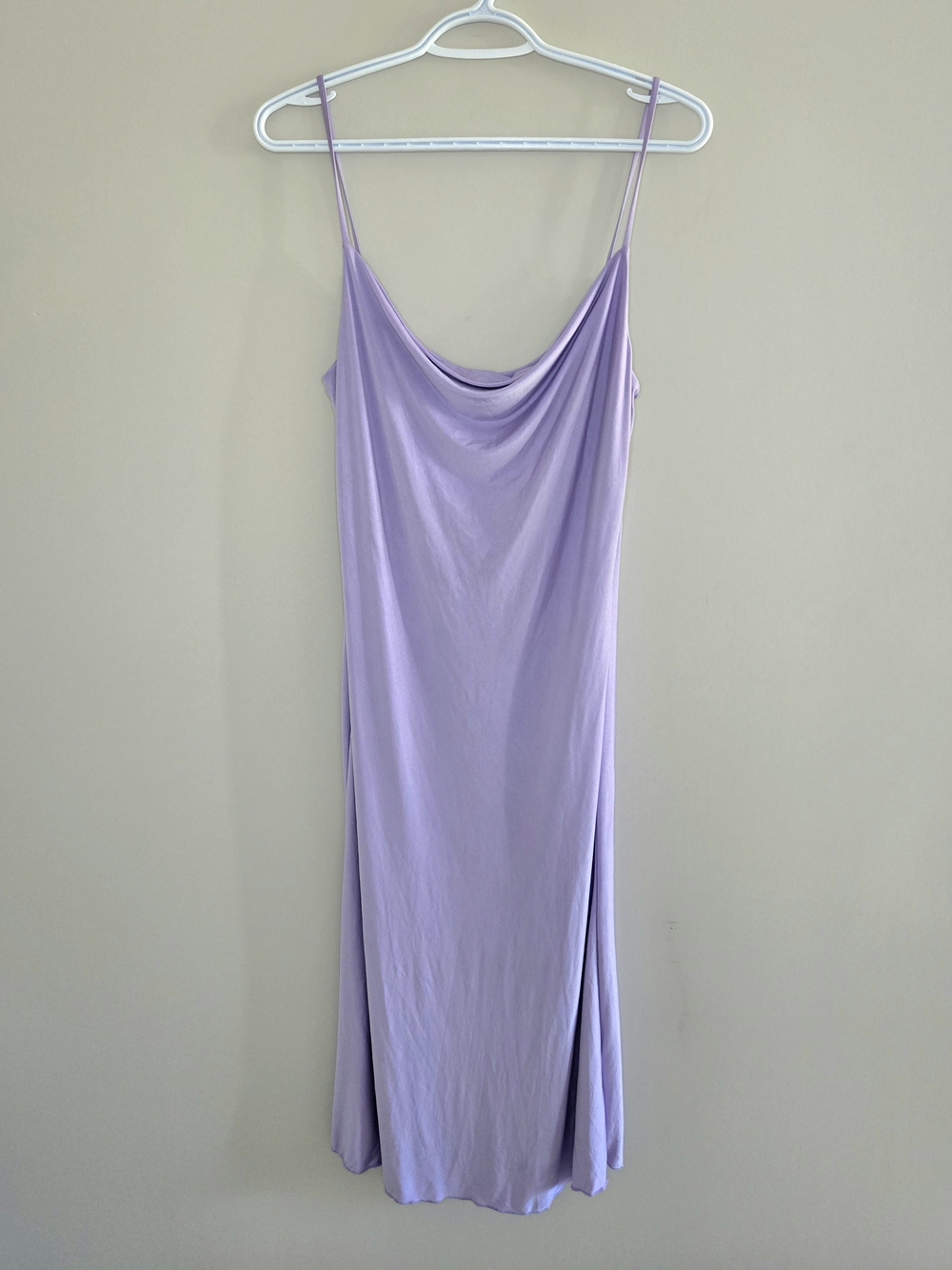 Sincerely Jules lavender lilac cowl-neck slip midi dress, medium, new